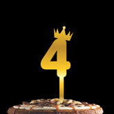 PartyCorp Gold Acrylic Number Four Digit 6 Inch Cake Topper, 1 Piece